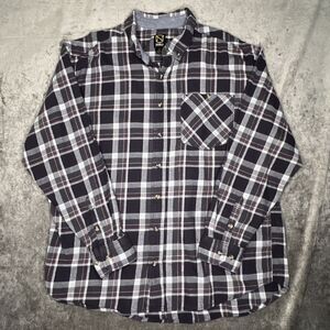 Noble Outfitters Shirt Mens XL Red Gray Plaid Button Down Soft Cotto Long Sleeve
